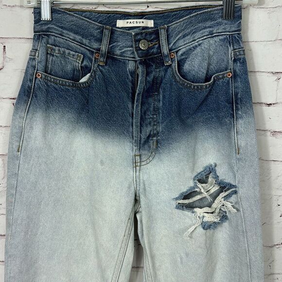 Pacsun Jeans Ultra High Rise Slim Womens 24 Distressed Button Fly Straight - Picture 2 of 10